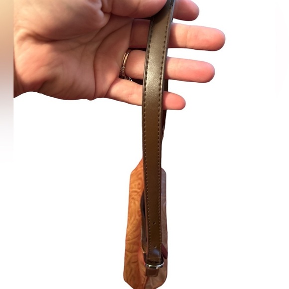 Q & A Western Brown Leather Floral Small Shoulder Handbag - Picture 2 of 5